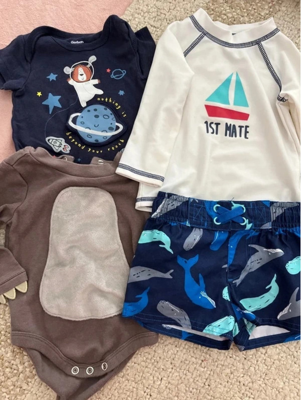 4 pack bundle 3-6 M boys onesie swimming suit